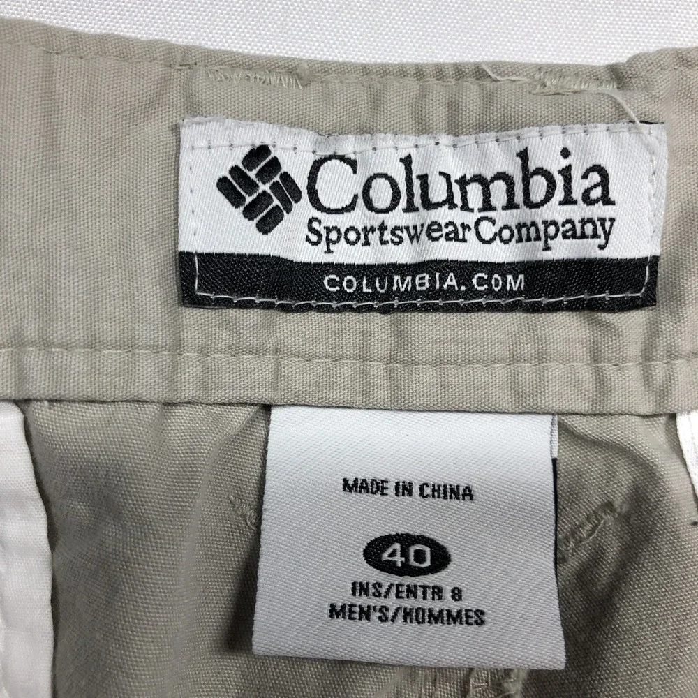 Vintage‎ Columbia Shorts Mens 40 Beige Adjustable Waist Cargo Pockets Hiking 8